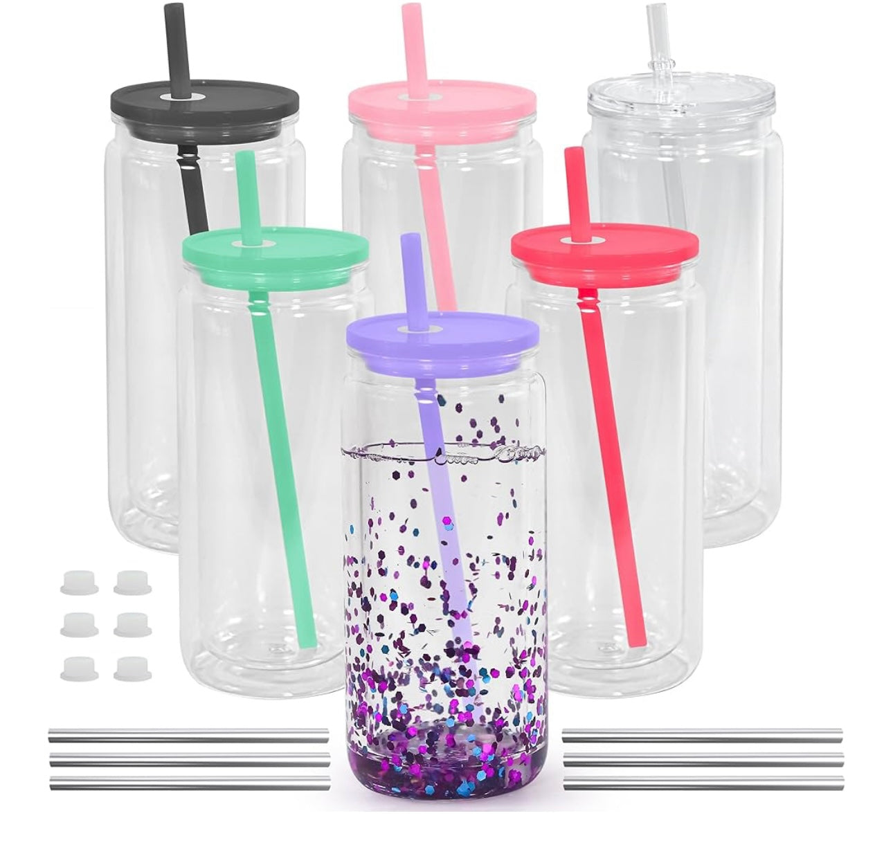 20oz Plastic Snow Globe Tumbler Color Lid