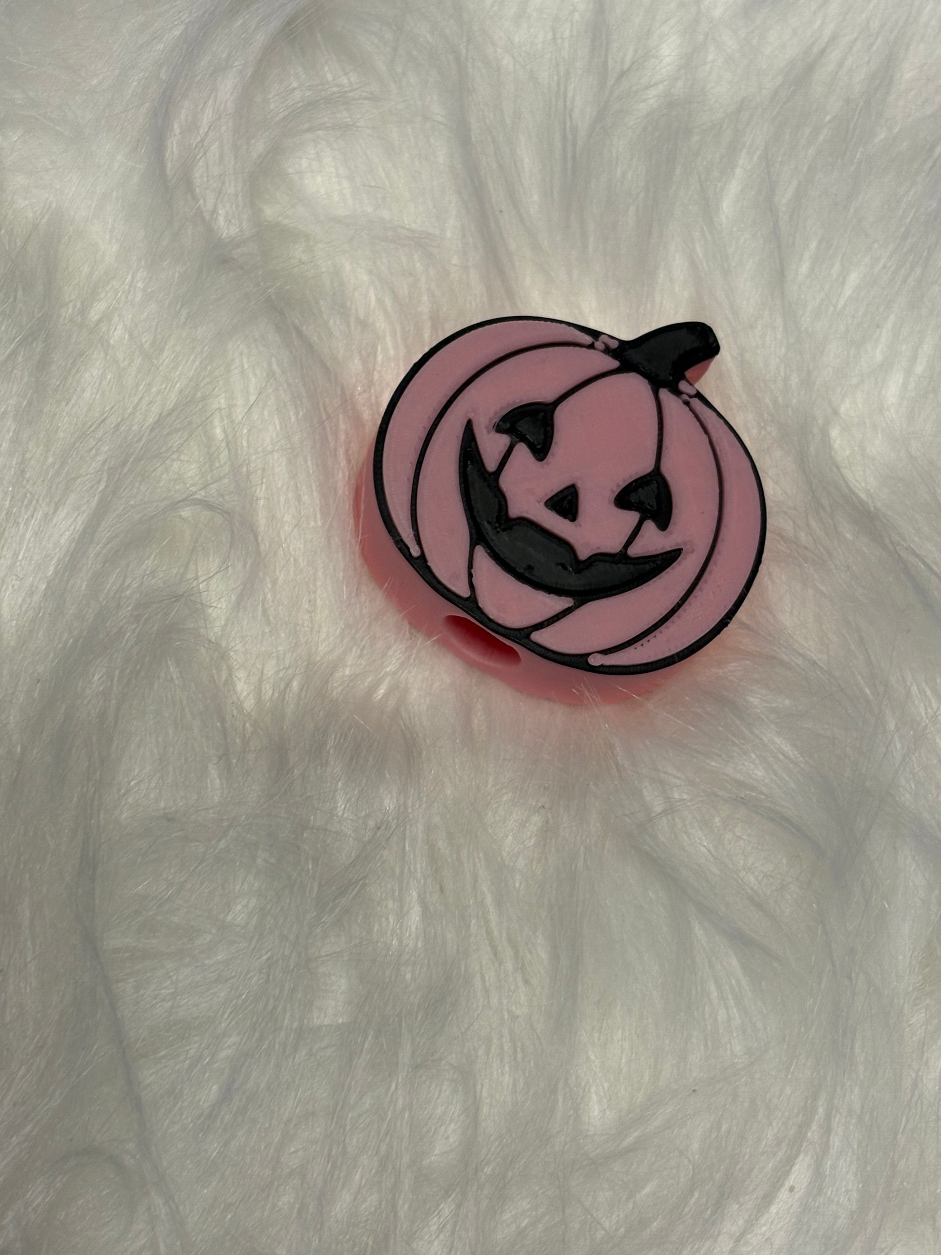 Pink pumpkin straw topper